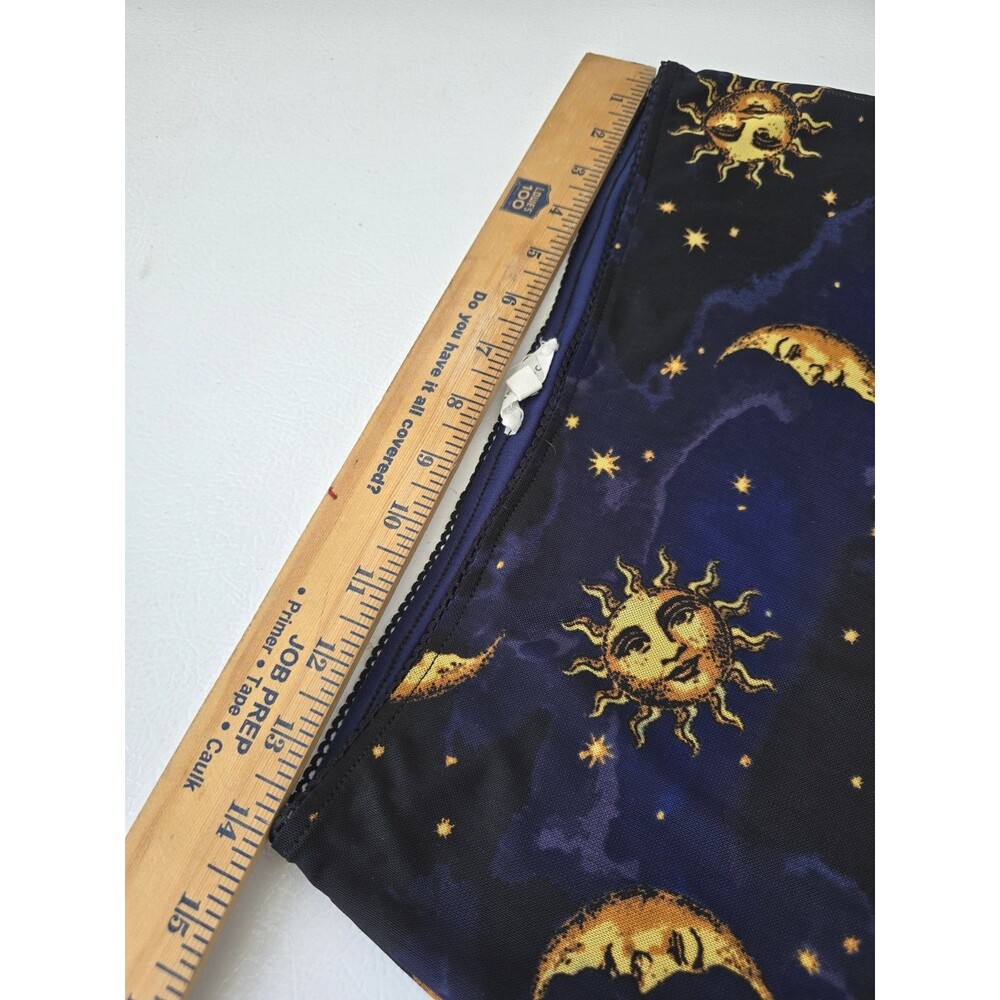 Celestial Sun Moon Mesh Mini Skirt Cosmic Print Sheer Overlay Witchy Mystic L - Picture 6 of 6